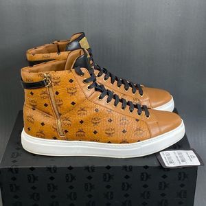 MCM Tan and Black High-Top Sneakers